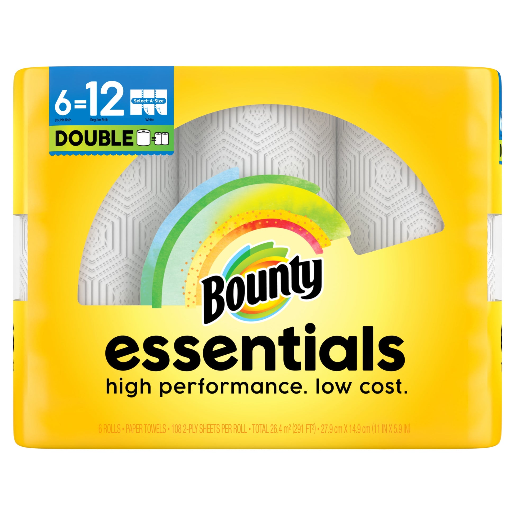 Essentials Paper Towels Select-A-Size, 6 Double Rolls