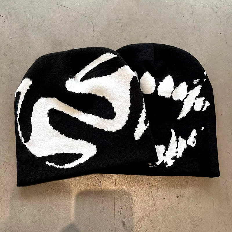 Women Hat Knitting Beanies Goth Tooth Caps Men Y2K Streetwear Winter Fashion Pullover Kpop Harajuku Vintage Warm Hip Hop Unisex